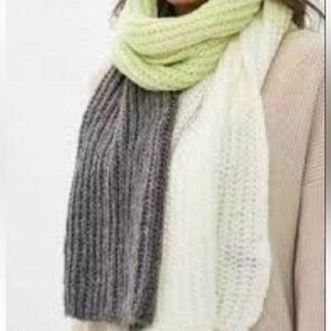 Topshop chunky knit neon green gray ivory scarf NWOT